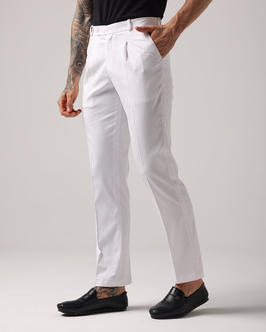 Basicoo White Pleated Pant