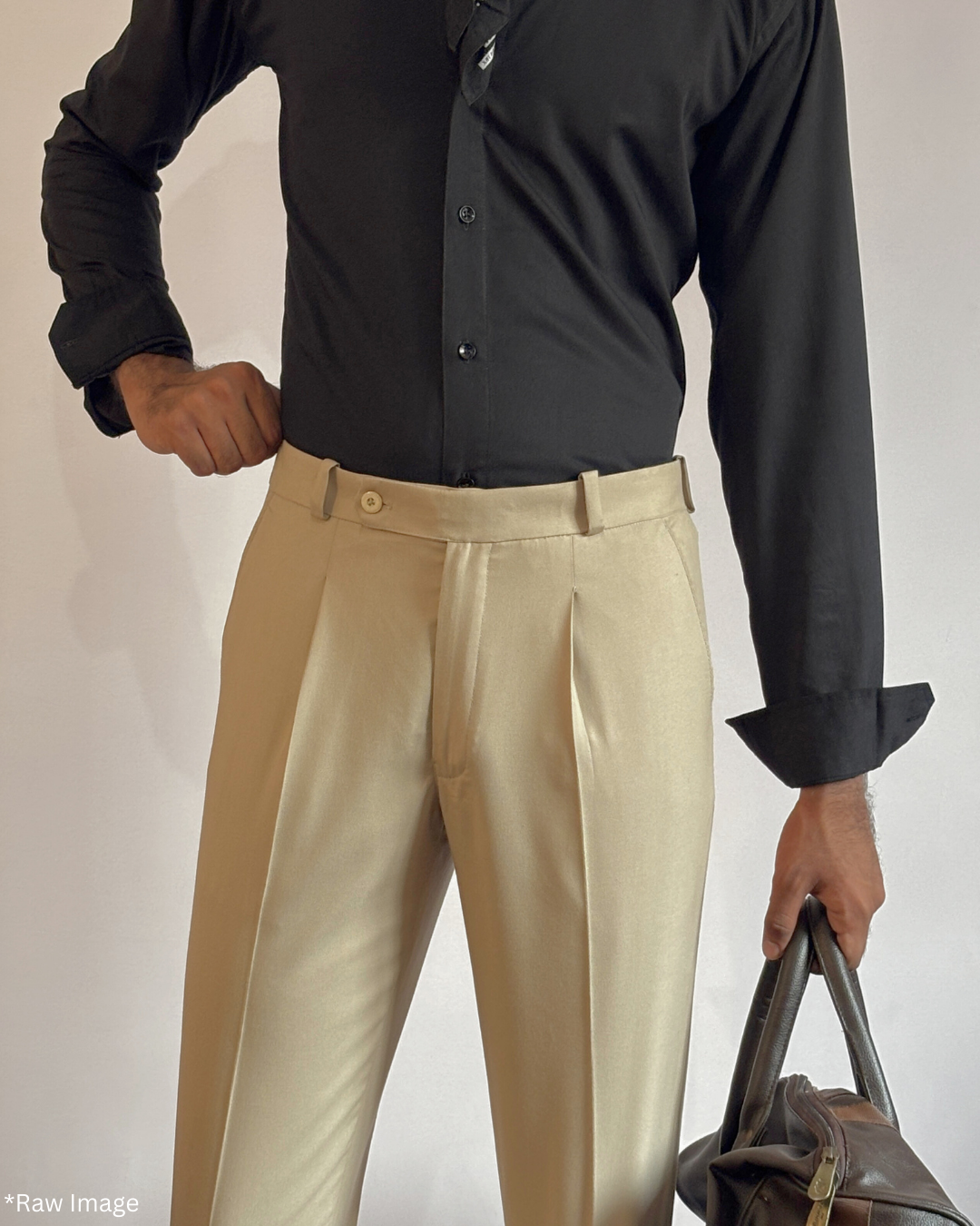 Basicoo Beige Pleated Pant