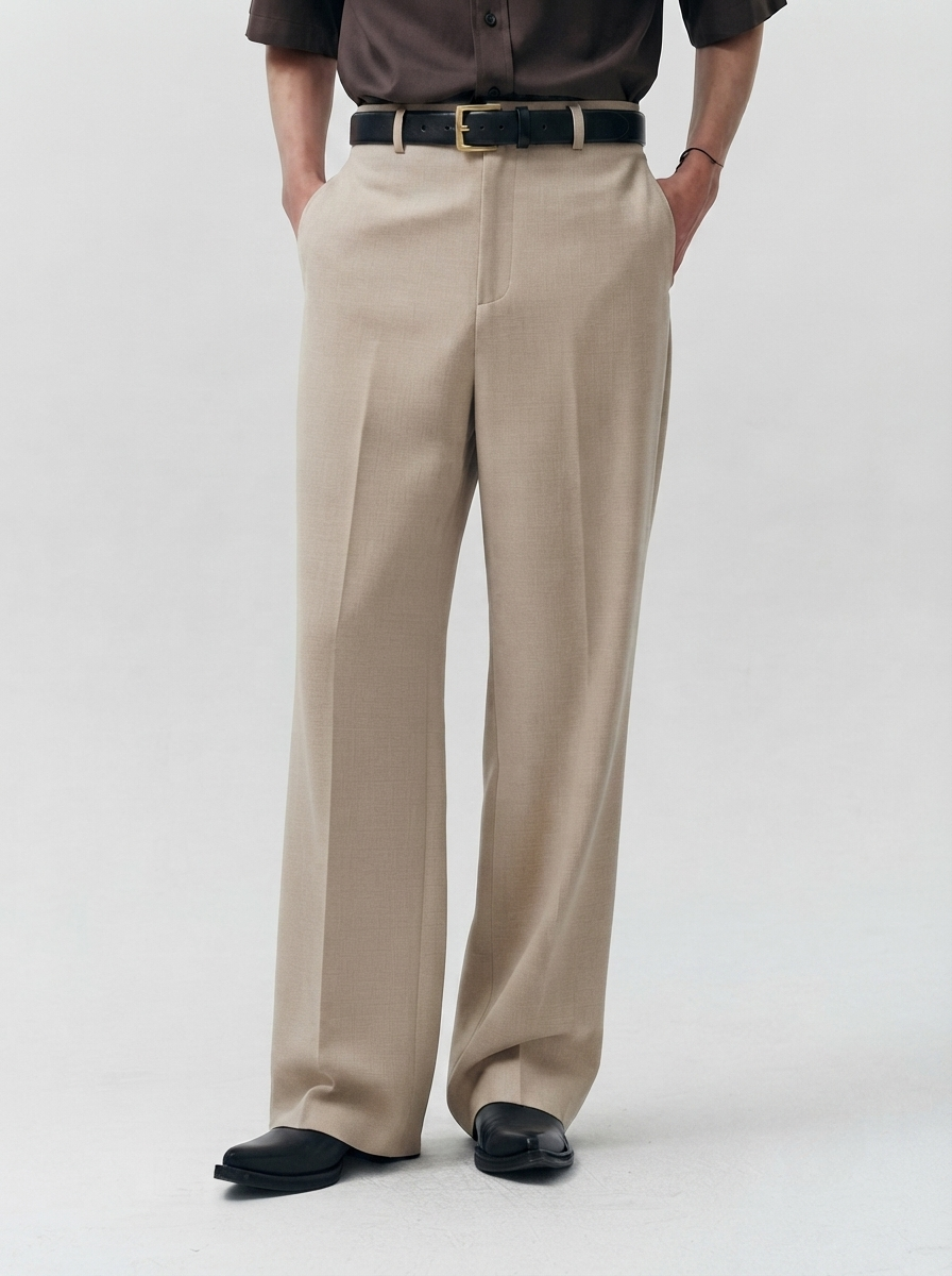 Beige Relaxed Tailored Trouser