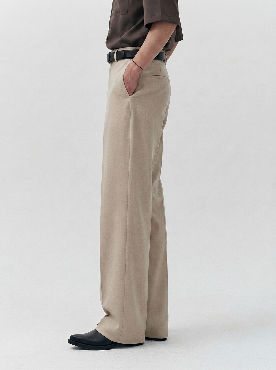 Beige Relaxed Tailored Trouser