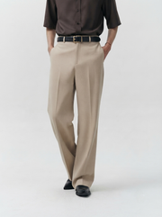 Beige Relaxed Tailored Trouser
