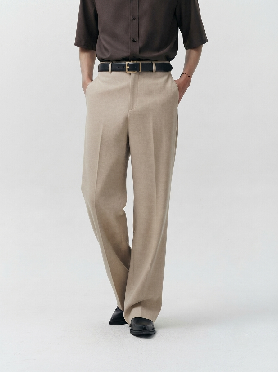 Beige Relaxed Tailored Trouser