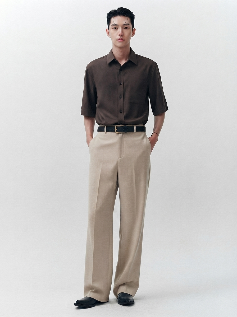 Beige Relaxed Tailored Trouser